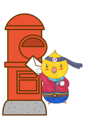 ポストに手紙を入れるヒカル君